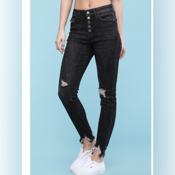 Judy Blue Denim - NWT Judy Blue Destroy Button Fly Black Skinny Jeans